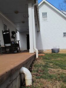 Water from the gutters goes underground to a 2400 gallon cistern. Photo: David Garth