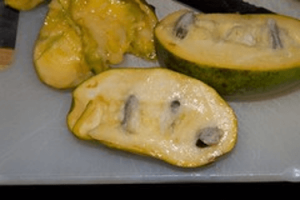 Inside pawpaw fruit